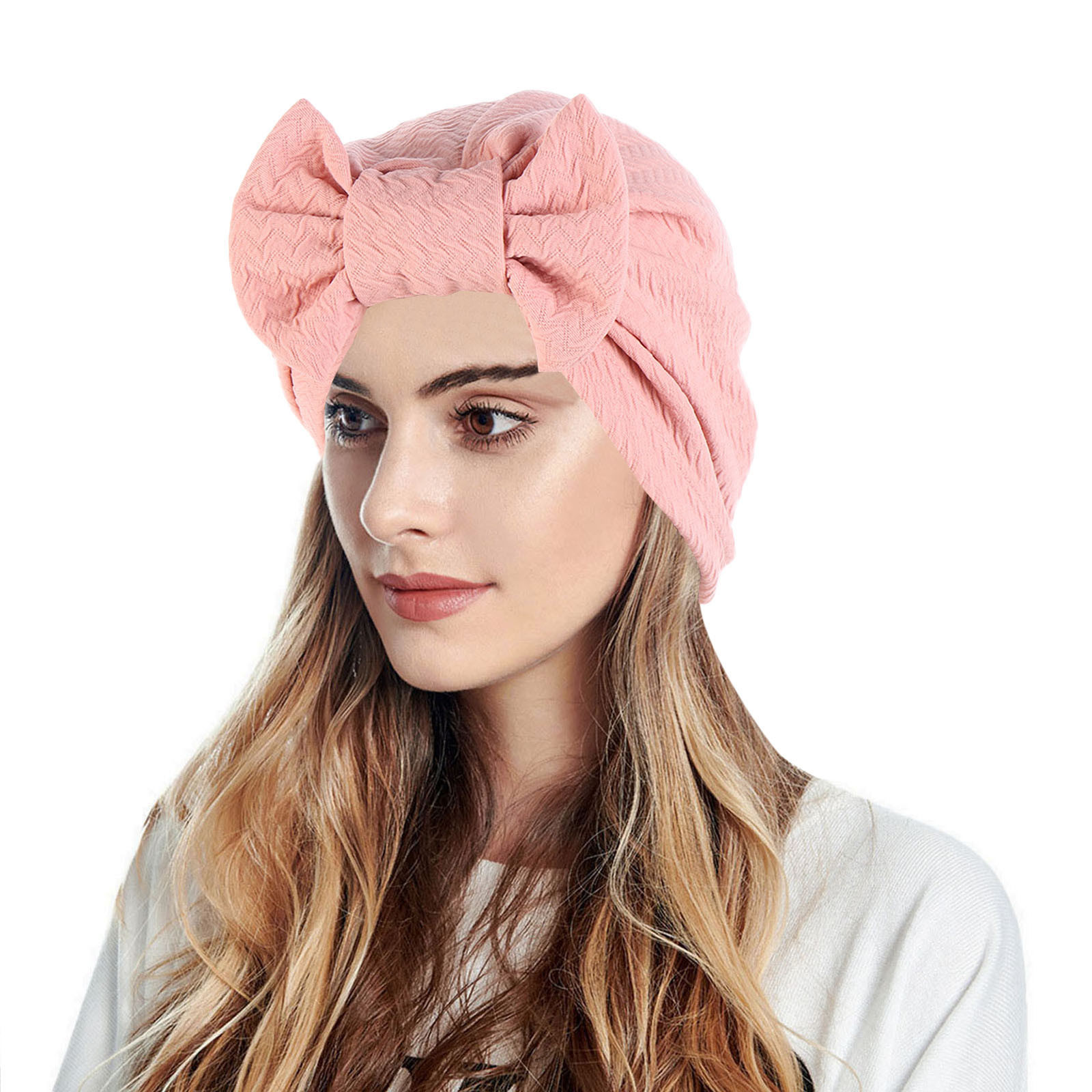 thumbnail image 2 of Gorro turbante musulmán para mujer: pañuelo de poliéster para la cabeza, talla única, color liso, plegable; gorro moderno para el día a día y las vacaciones., 2 of 4